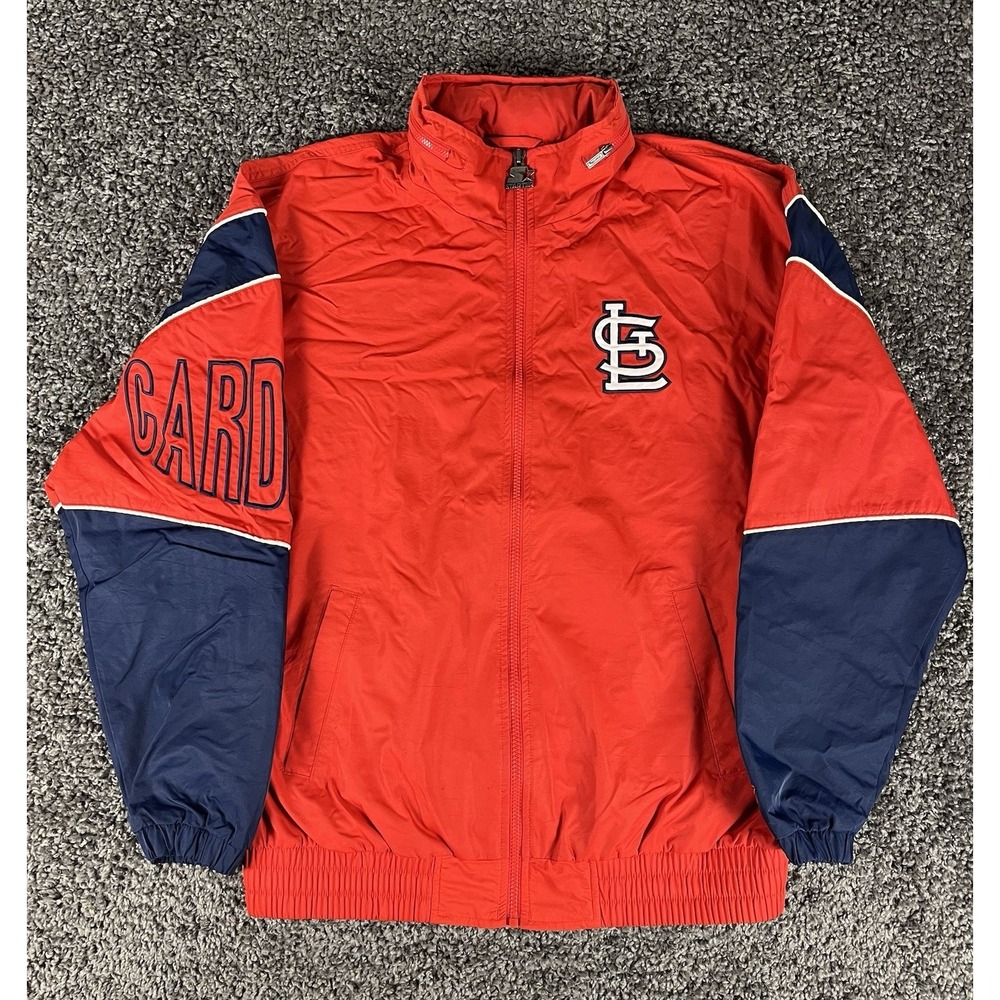 Vintage St Louis Cardinals Starter Jacket Hidden Hood Spellout Sleeve Hit Mens M